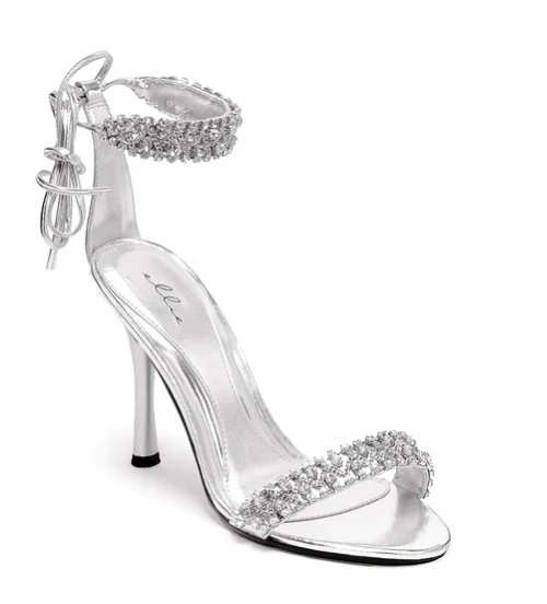 457-CLAUDIA Ellie Silver Pu High Heel Alternative Footwear Discontinued Sale Stock