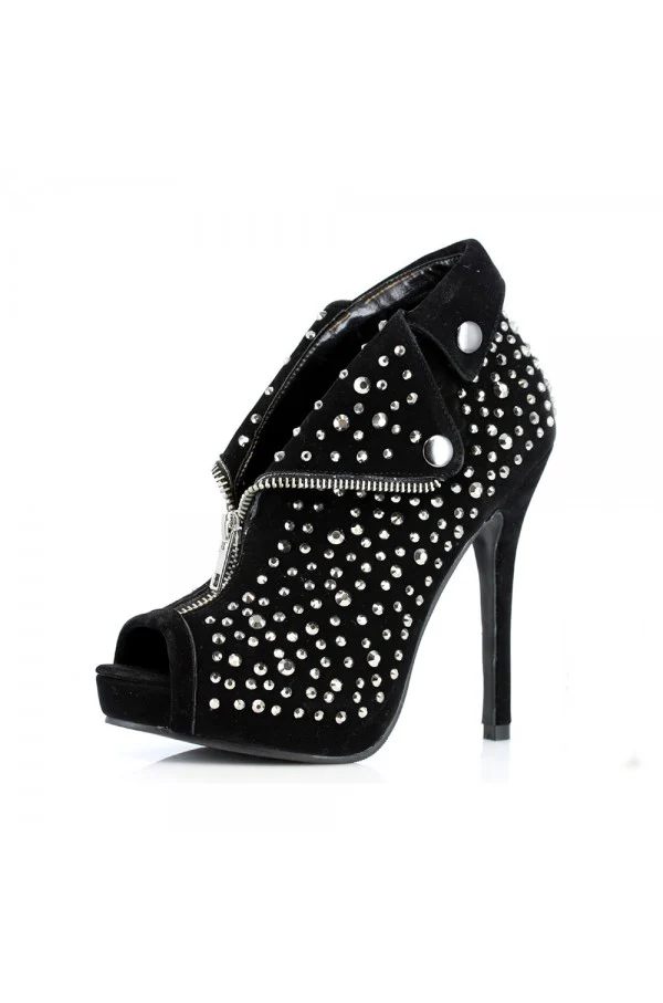 517-CHASTITY Ellie Black High Heel Alternative Footwear Discontinued Sale Stock