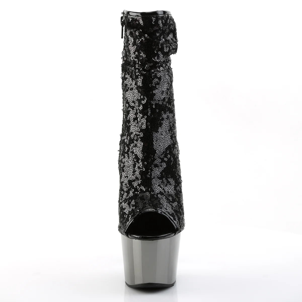 Black Sequins 7 Inch Exotic Dance Ankle Boots - Pleaser ADORE-1008SQ - Image 2