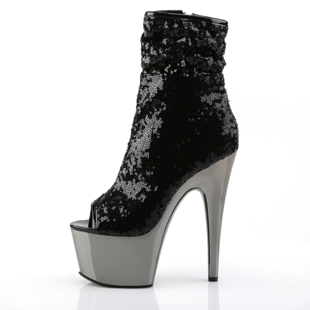 Black Sequins 7 Inch Exotic Dance Ankle Boots - Pleaser ADORE-1008SQ - Image 3