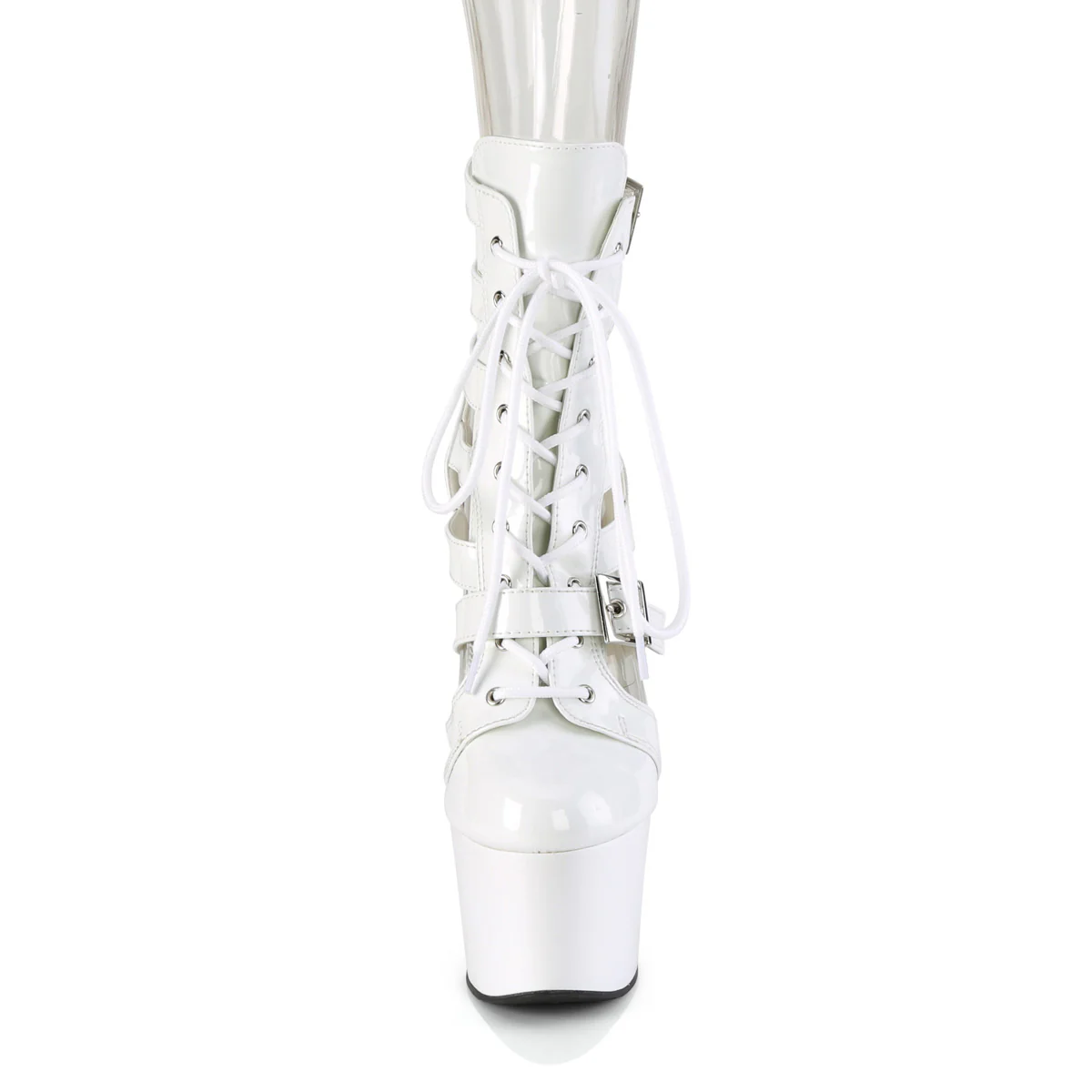 White 7 Inch Lap Dance Ankle Boots - Pleaser ADORE-1013MST - Image 2