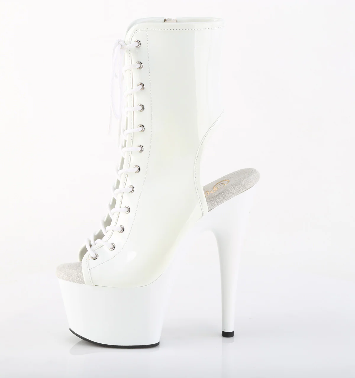 White 7 Inch Platform Dancer Ankle Boots - Pleaser ADORE-1016 - Image 3