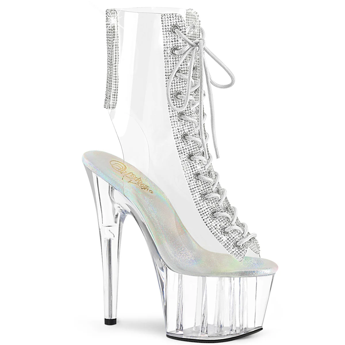 Clear 7 Inch Lap Dance Ankle Boots - Pleaser ADORE-1016C-2
