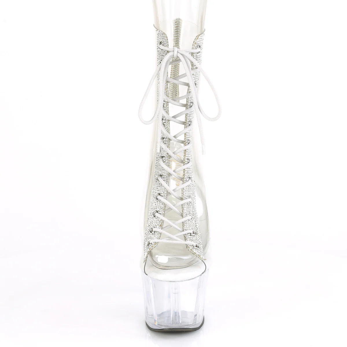 Clear 7 Inch Lap Dance Ankle Boots - Pleaser ADORE-1016C-2 - Image 2