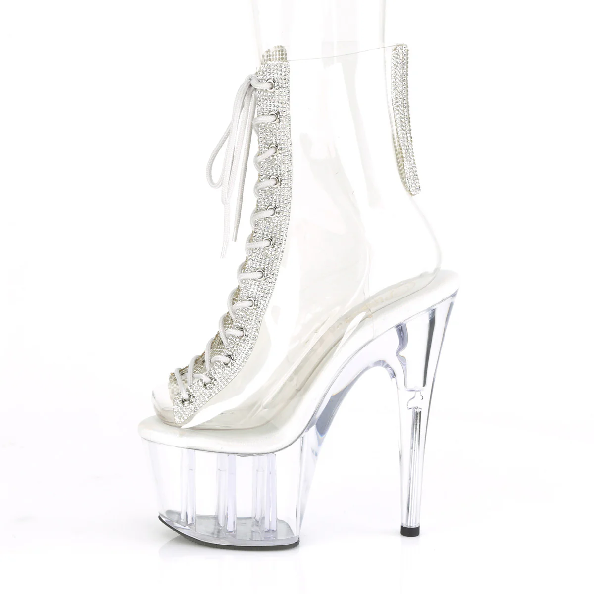 Clear 7 Inch Lap Dance Ankle Boots - Pleaser ADORE-1016C-2 - Image 3