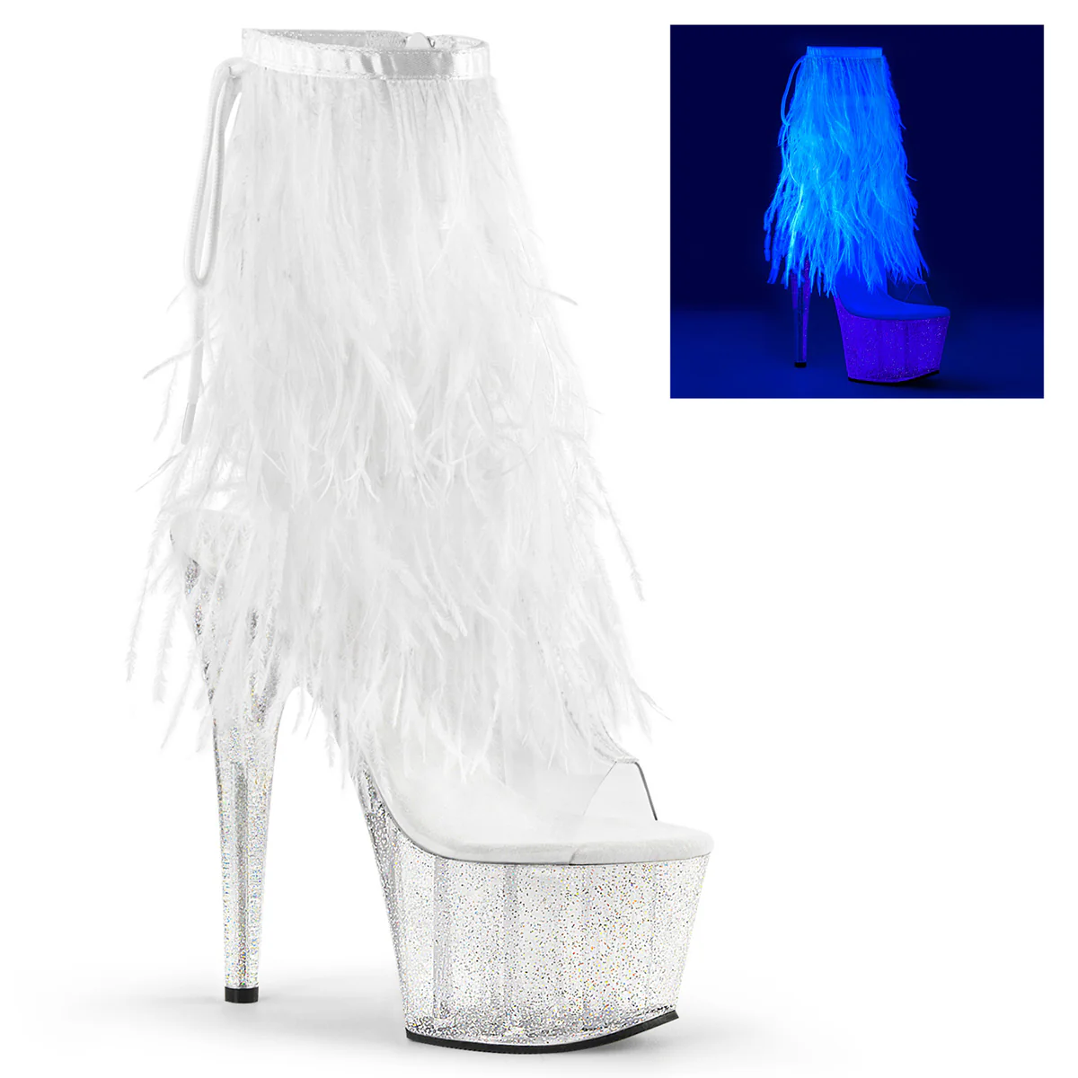 White 7 Inch Exotic Dancer Ankle Boots -  Pleaser ADORE-1017MFF - Image 6
