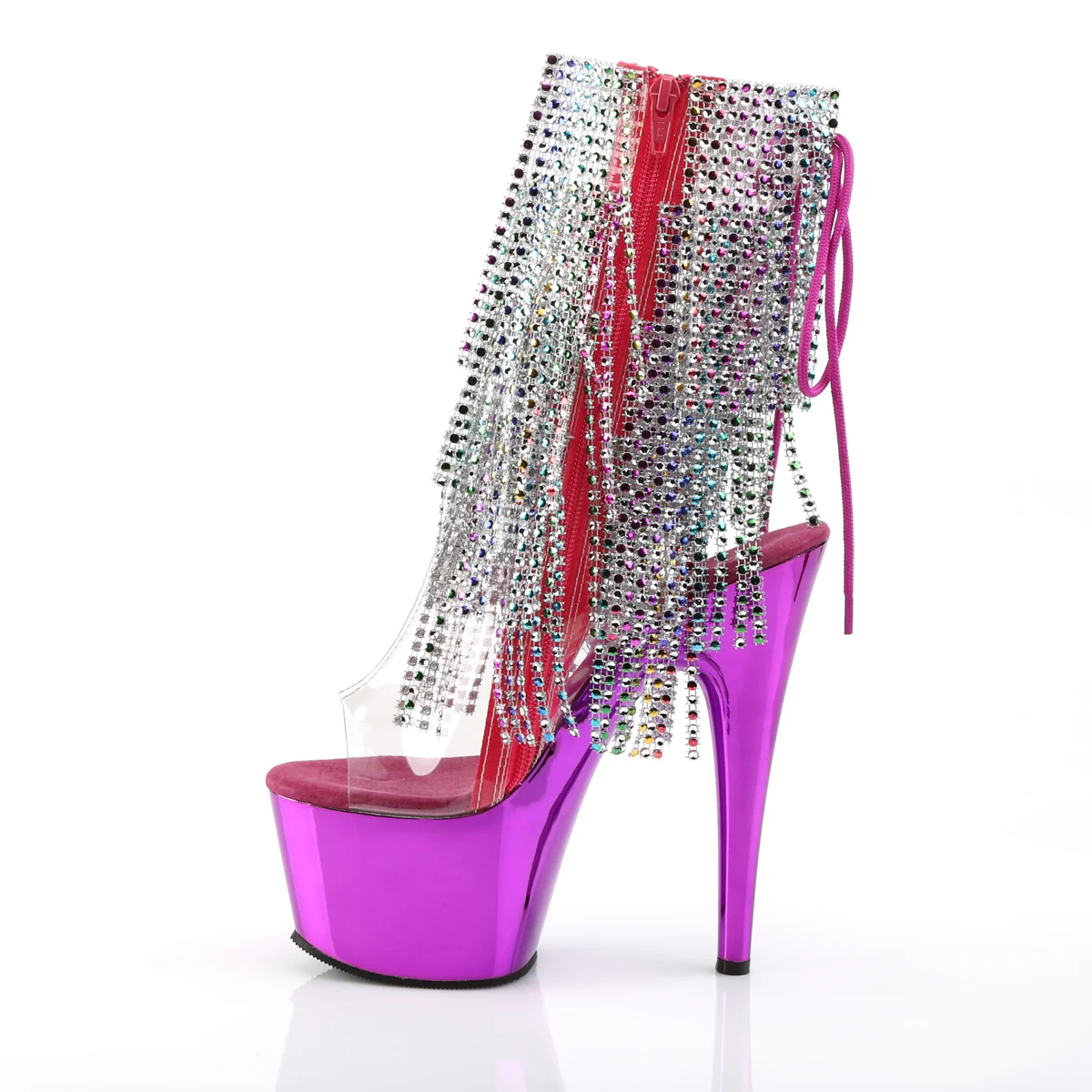 Fuchsia 7 Inch Exotic Dancer Ankle Boots - Pleaser ADORE-1017RSF - Image 3