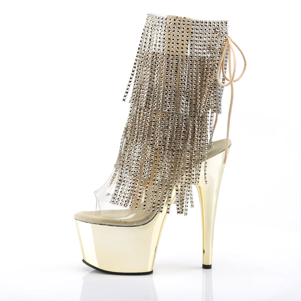 Gold 7 Inch Pole Dancer Ankle Boots - Pleaser ADORE-1017RSF - Image 3