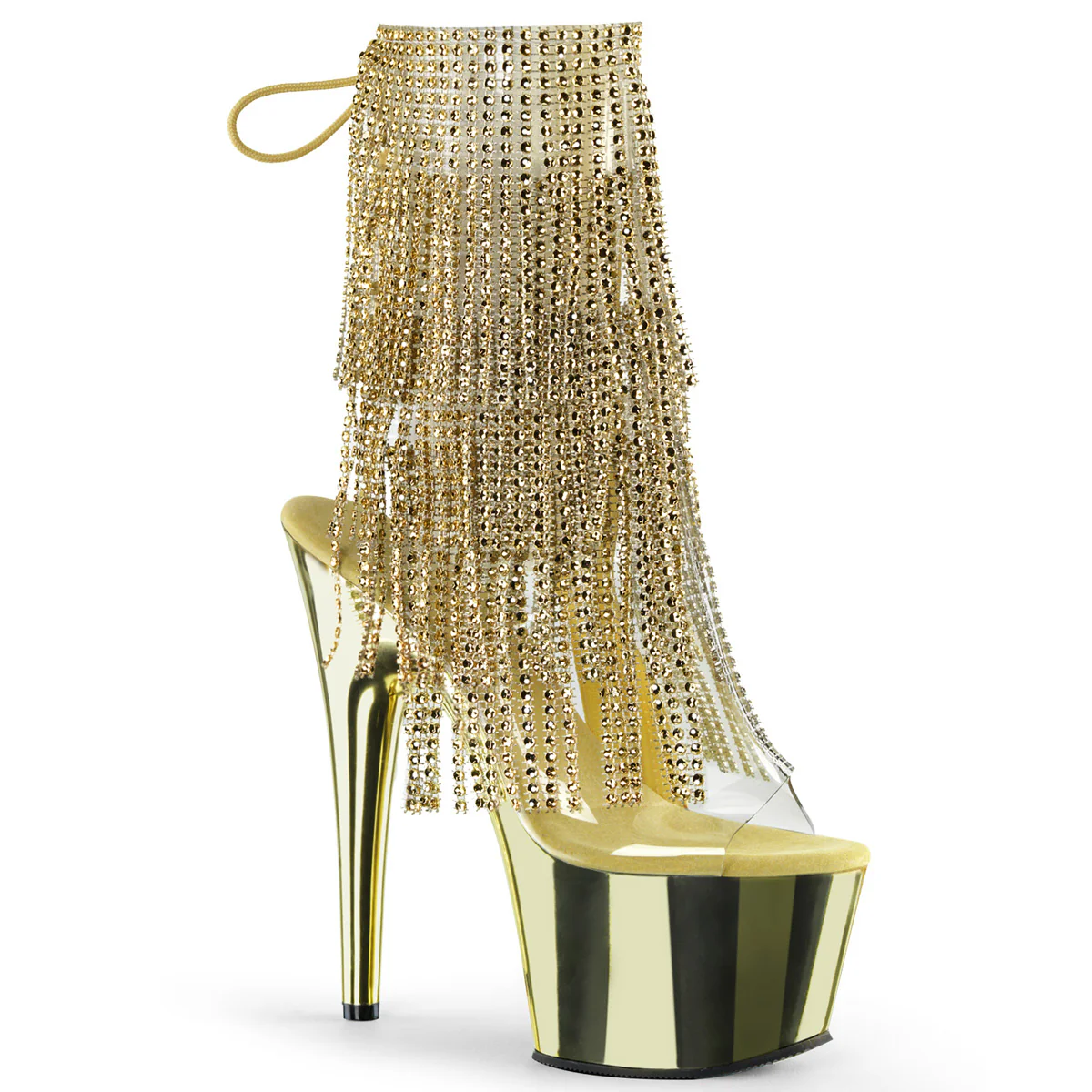 Gold 7 Inch Pole Dancer Ankle Boots - Pleaser ADORE-1017RSF - Image 6
