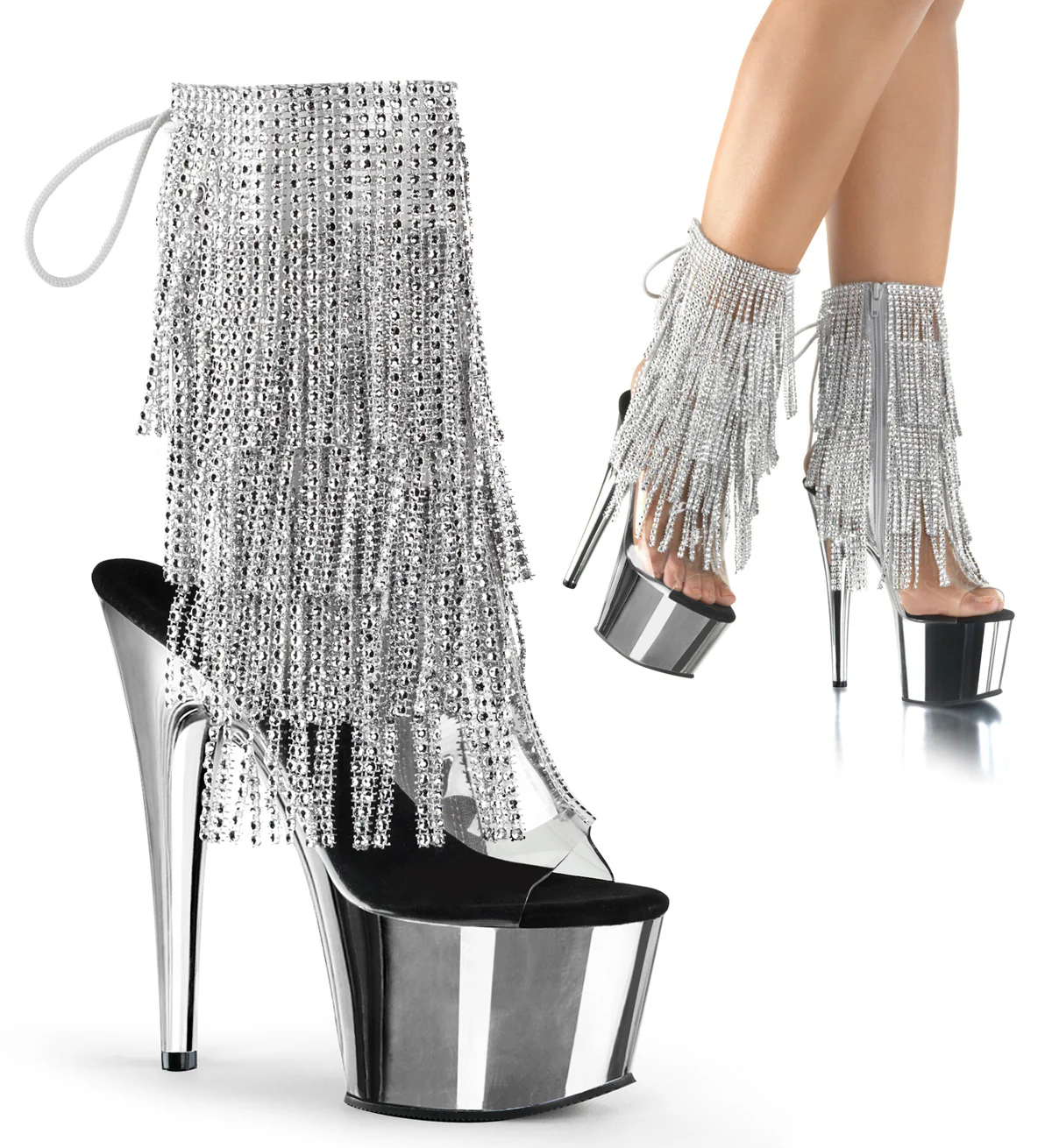 Clear 7 Inch Pole Dance Ankle Boots - Pleaser ADORE-1017RSF - Image 6
