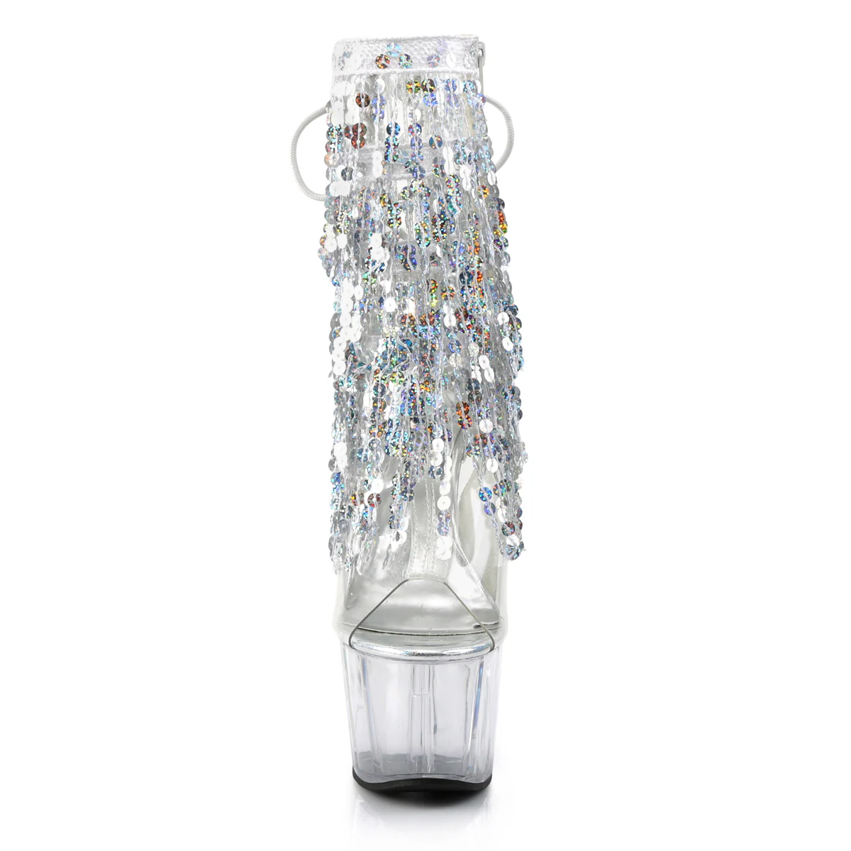 Clear 7 Inch Exotic Dance Ankle Boots -  Pleaser ADORE-1017SQF - Image 2