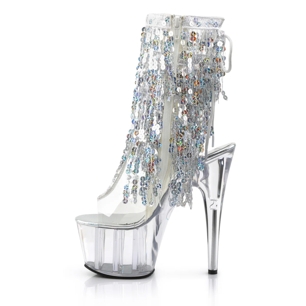 Clear 7 Inch Exotic Dance Ankle Boots -  Pleaser ADORE-1017SQF - Image 3