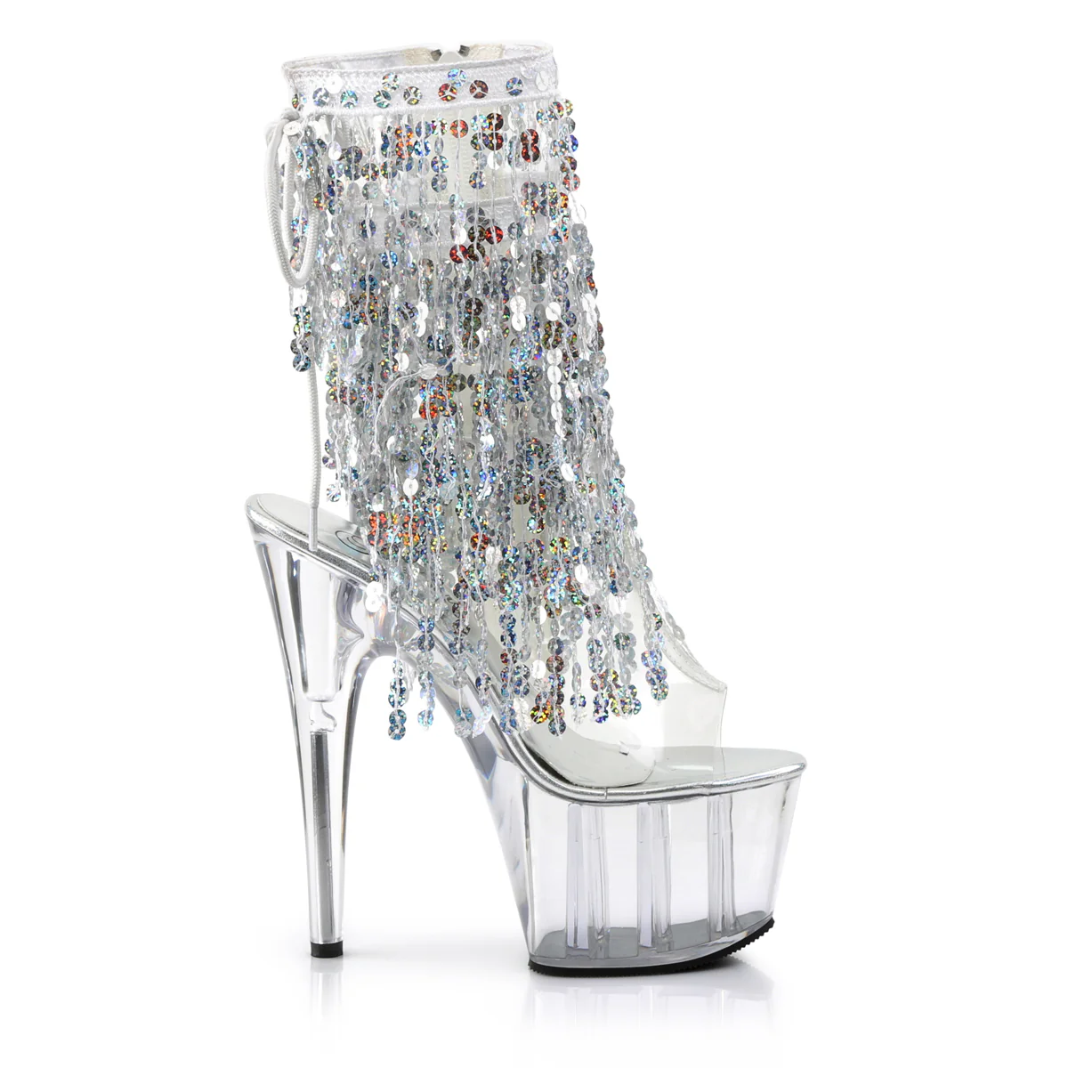 Clear 7 Inch Exotic Dance Ankle Boots -  Pleaser ADORE-1017SQF - Image 5