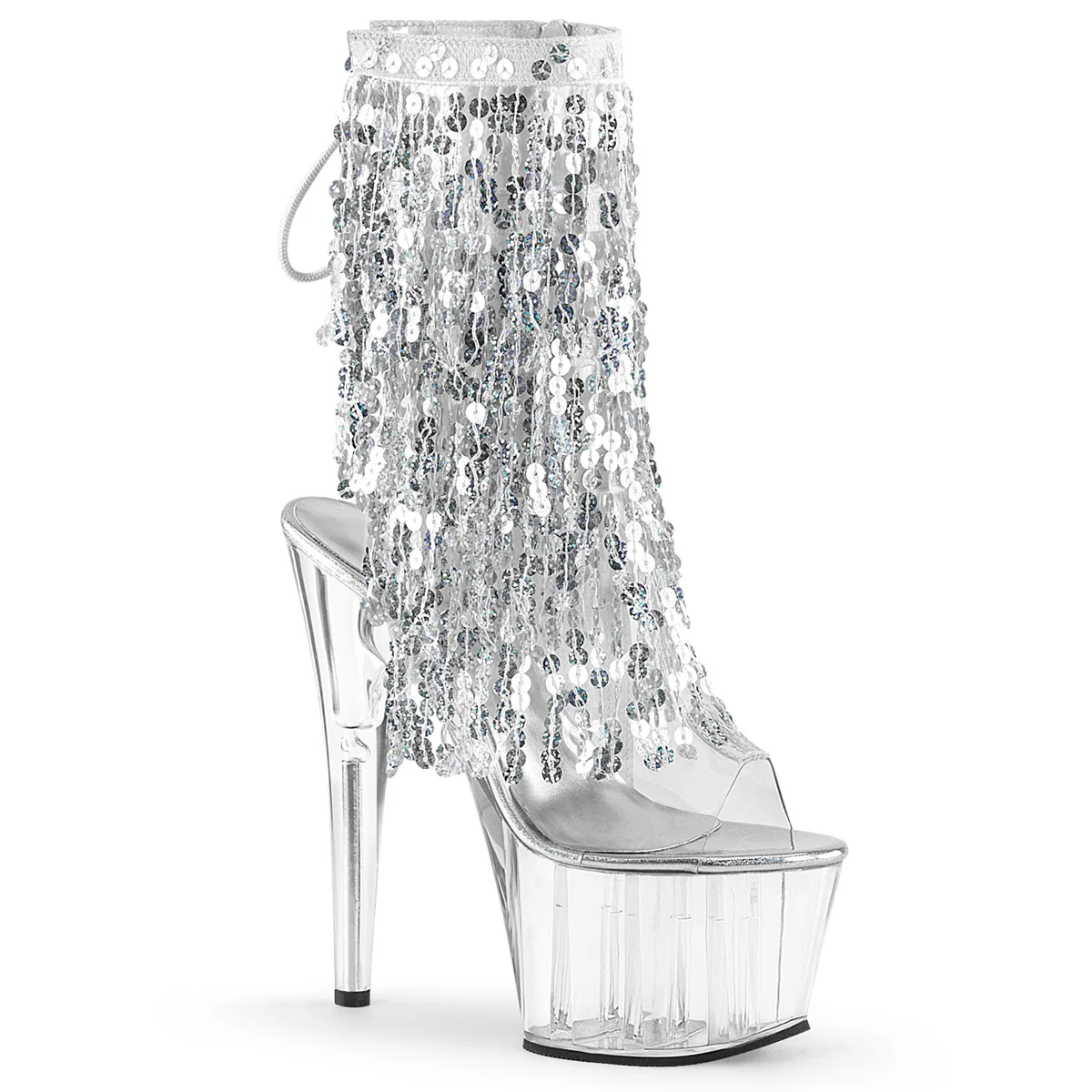Clear 7 Inch Exotic Dance Ankle Boots -  Pleaser ADORE-1017SQF - Image 6