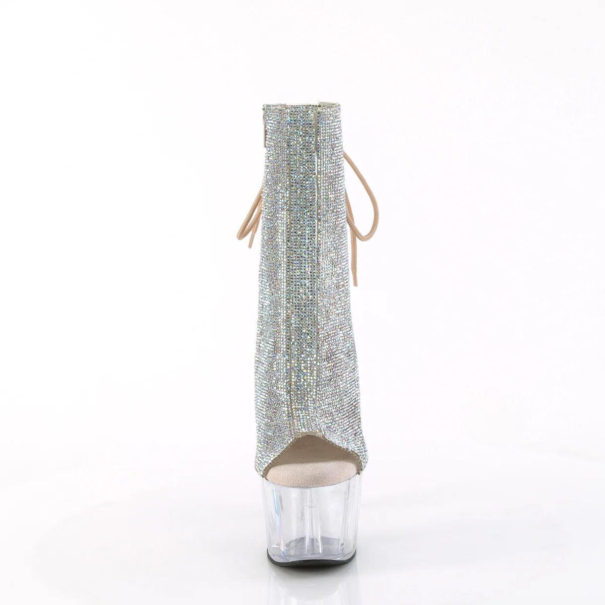 Silver 7 Inch Pole Dancer Ankle Boots - Pleaser ADORE-1018C-RS - Image 2