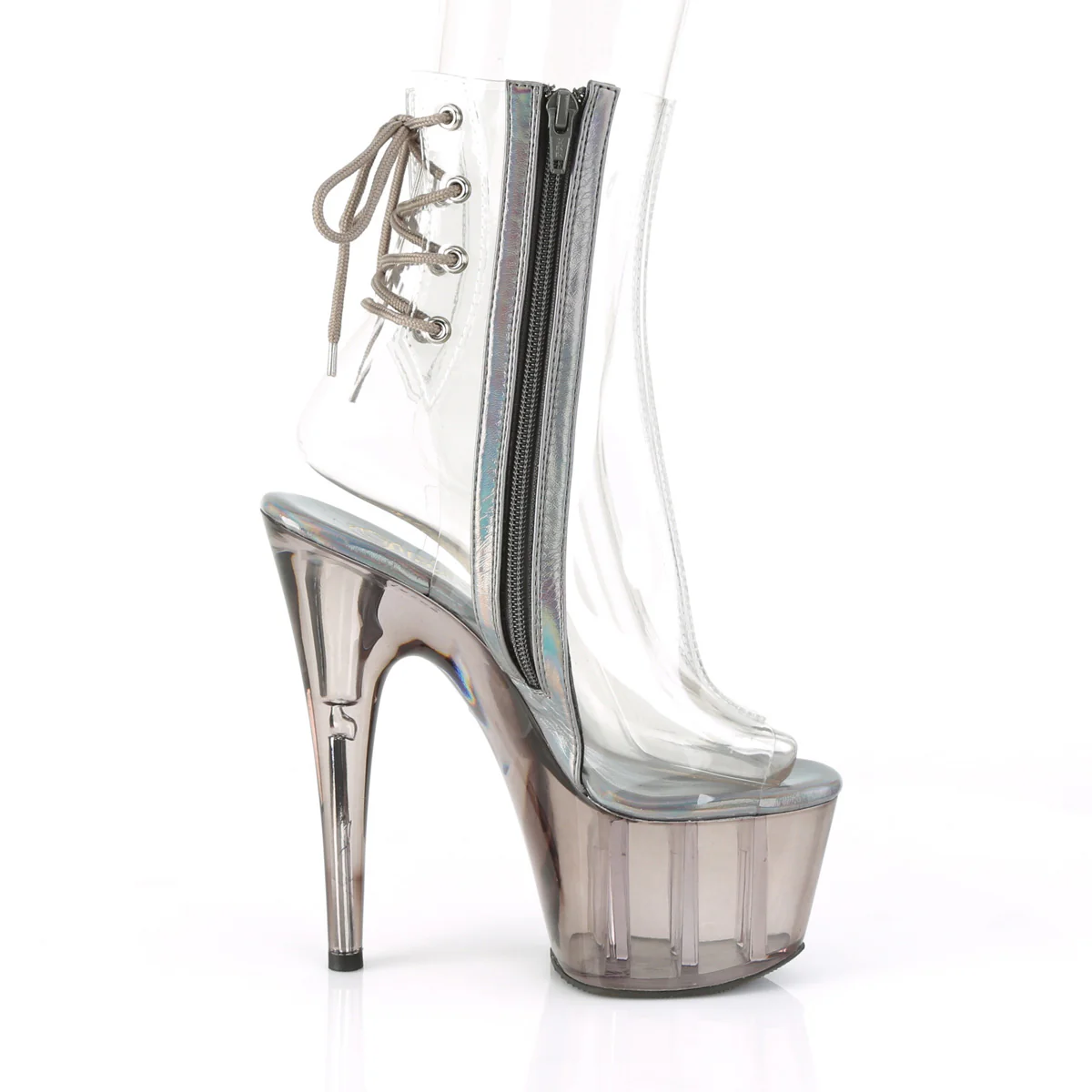 Clear Smoke 7 Inch Ladies Fetish Ankle Boots -  Pleaser ADORE-1018CT - Image 5