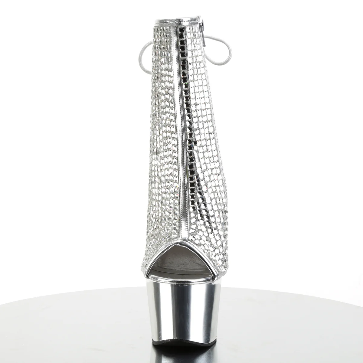 Silver 7 Inch Erotic Platform Ankle Boots -  Pleaser ADORE-1018DCS - Image 2