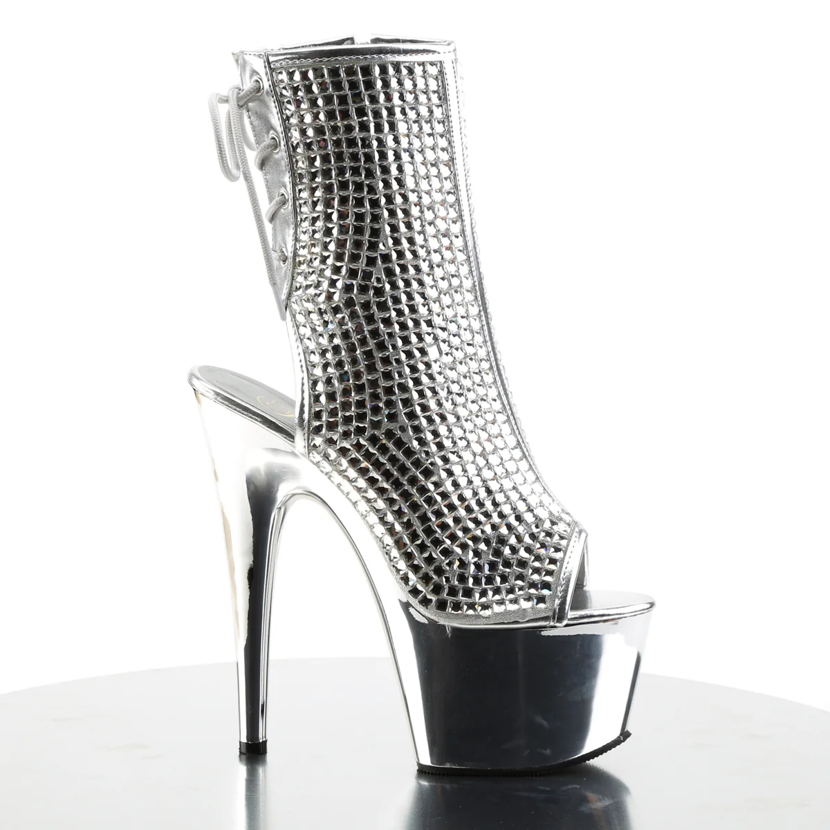 Silver 7 Inch Erotic Platform Ankle Boots -  Pleaser ADORE-1018DCS - Image 5