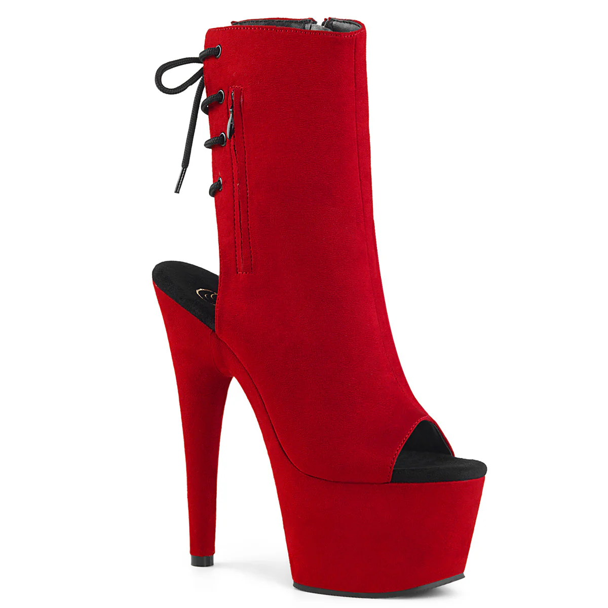 Red 7 Inch Pole Dancing Ankle Boots - Pleaser ADORE-1018FS - Image 2