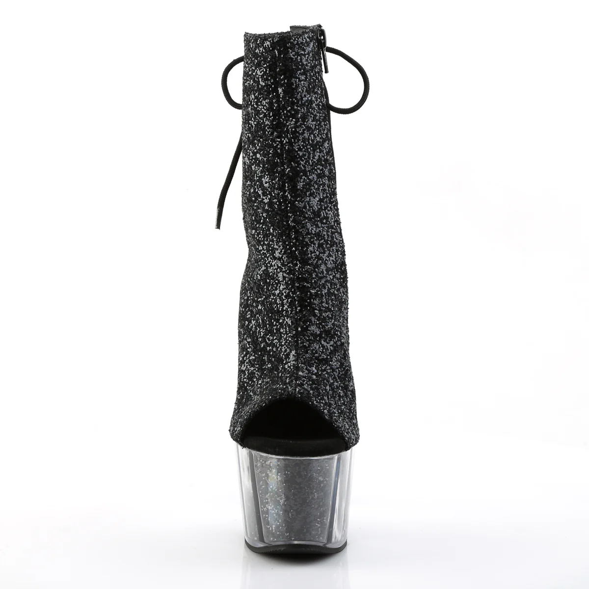 Black Glitter 7 Inch Exotic Dance Ankle Boots - Pleaser ADORE-1018G - Image 2