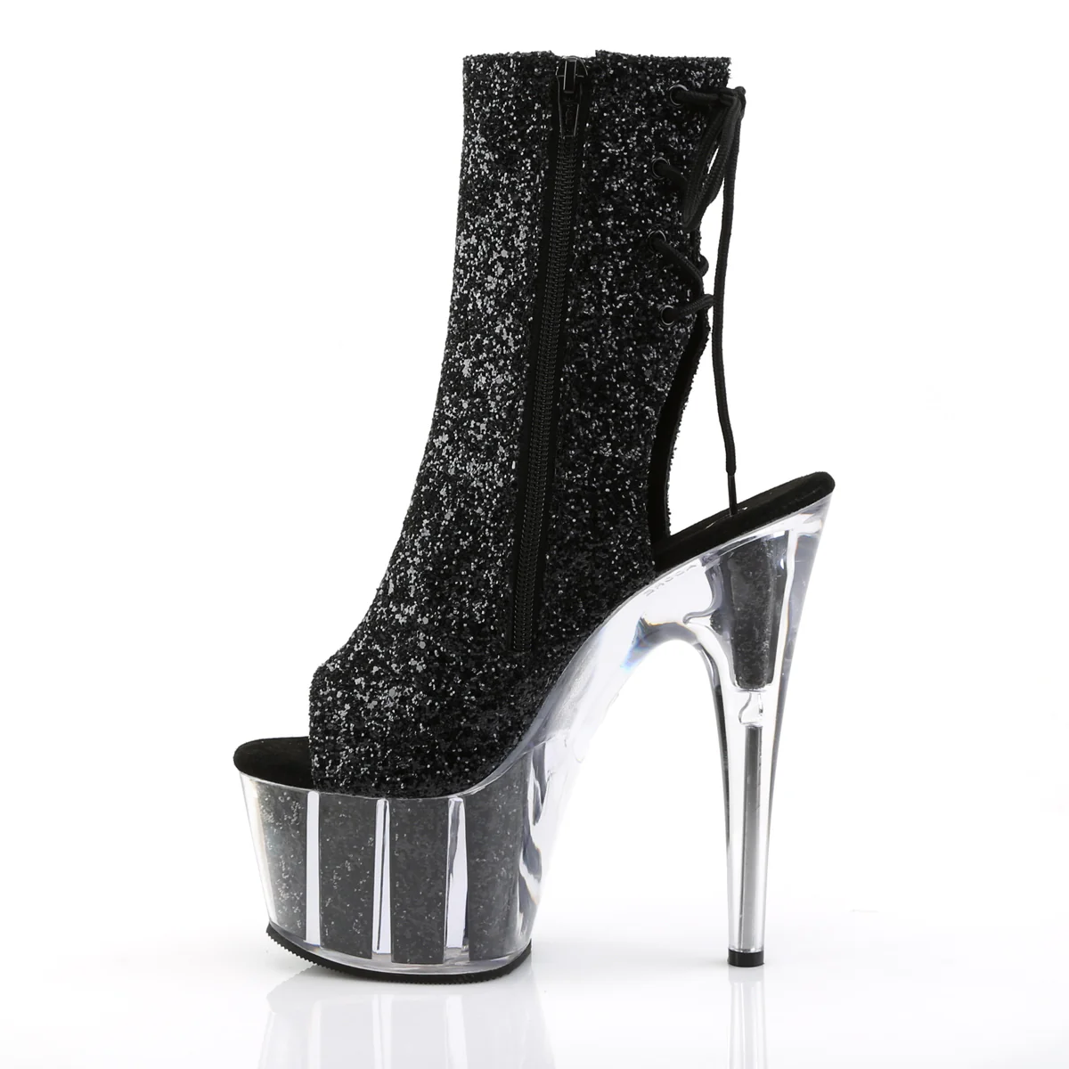 Black Glitter 7 Inch Exotic Dance Ankle Boots - Pleaser ADORE-1018G - Image 3