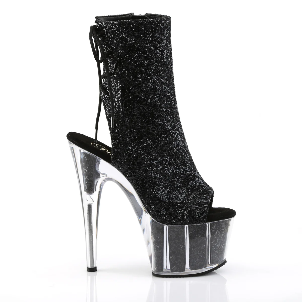 Black Glitter 7 Inch Exotic Dance Ankle Boots - Pleaser ADORE-1018G - Image 5