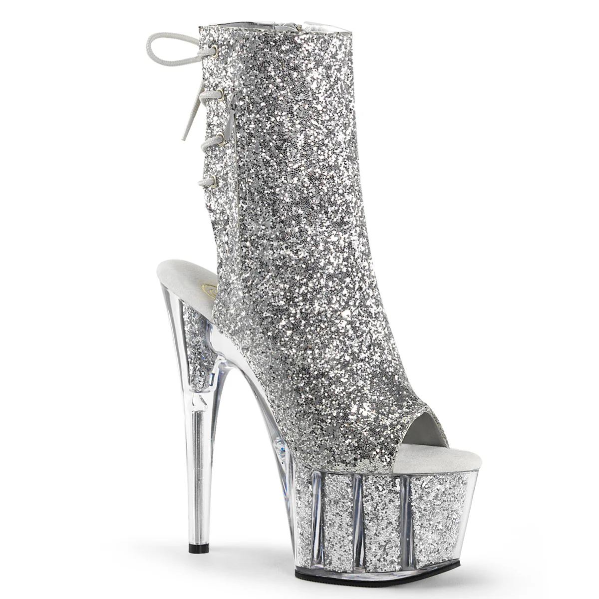 Silver Glitter 7 Inch Pole Dance Ankle Boots - Pleaser ADORE-1018G