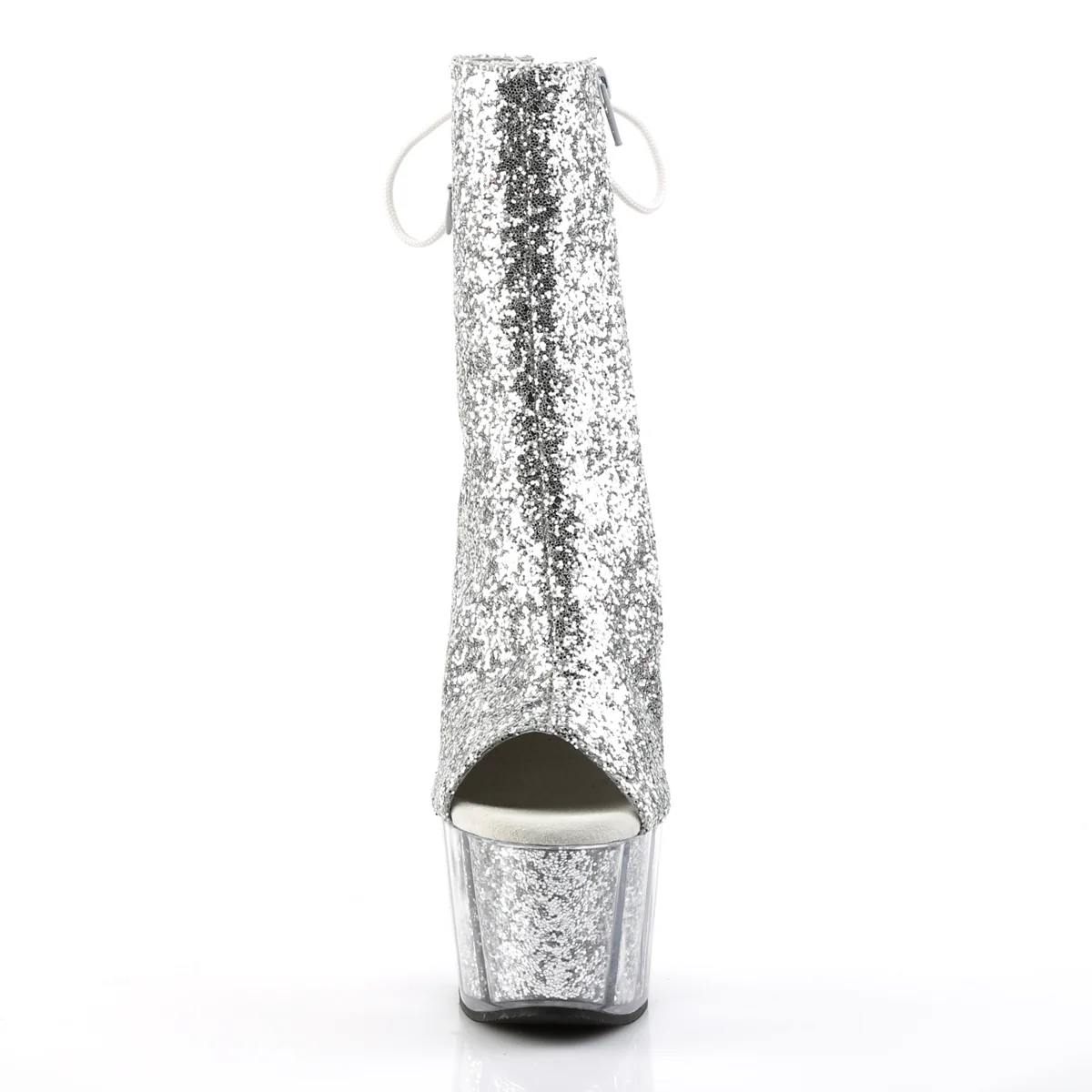 Silver Glitter 7 Inch Pole Dance Ankle Boots - Pleaser ADORE-1018G - Image 2