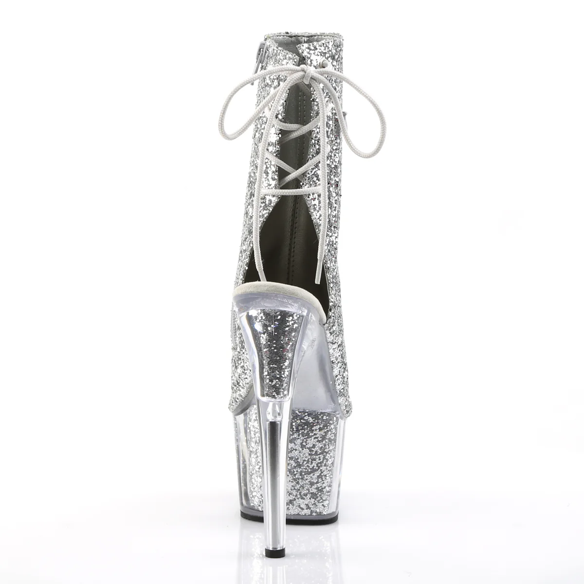 Silver Glitter 7 Inch Pole Dance Ankle Boots - Pleaser ADORE-1018G - Image 4