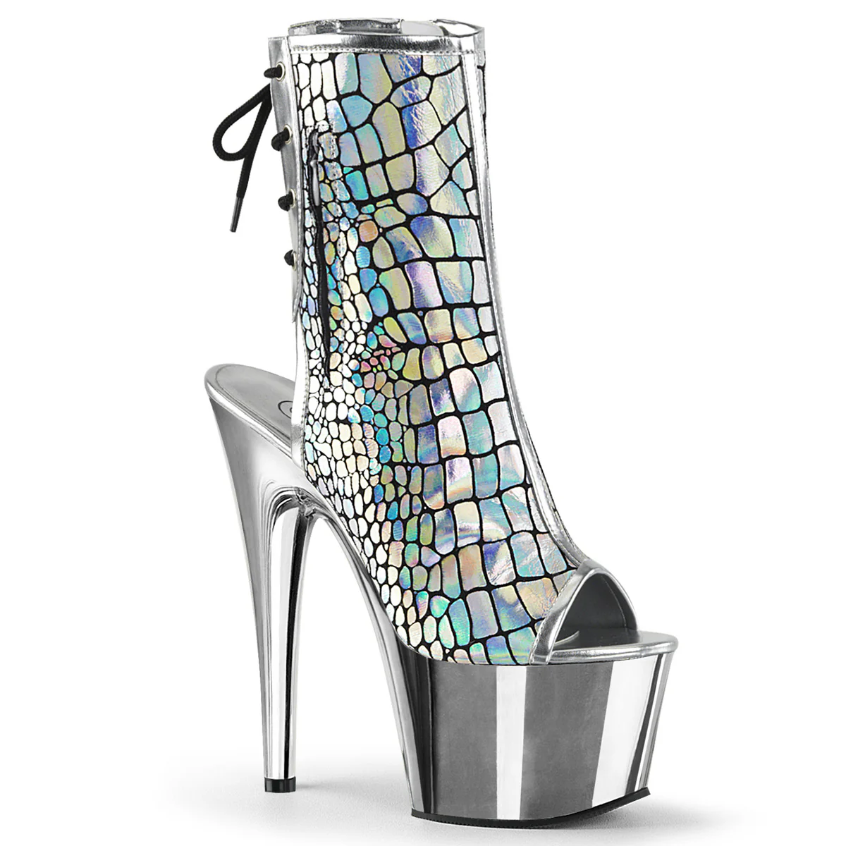 Silver Holo 7 Inch Exotic Dance Ankle Boots - Pleaser ADORE-1018HG - Image 6