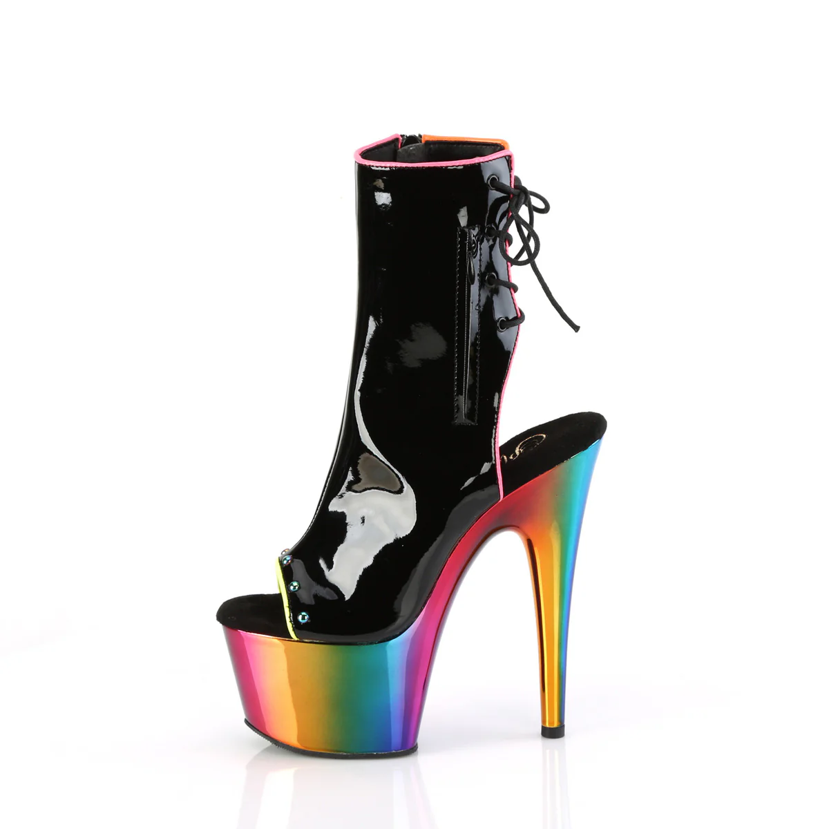 Black Rainbow 7 Inch Exotic Pole Ankle Boots - Pleaser ADORE-1018RC-02 - Image 2