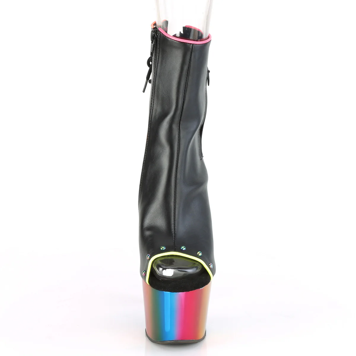 Black 7 Inch Fetish Pole Ankle Boots - Pleaser ADORE-1018RC-02 - Image 2