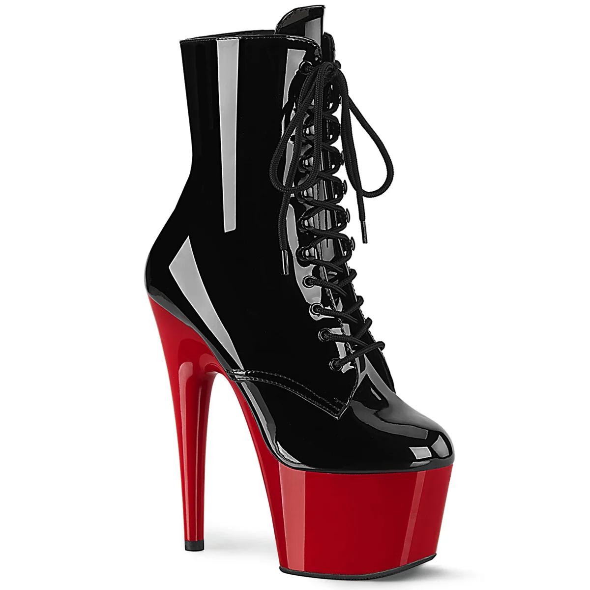 Black Red 7 Inch Strippers Ankle Boots - Pleaser ADORE-1020