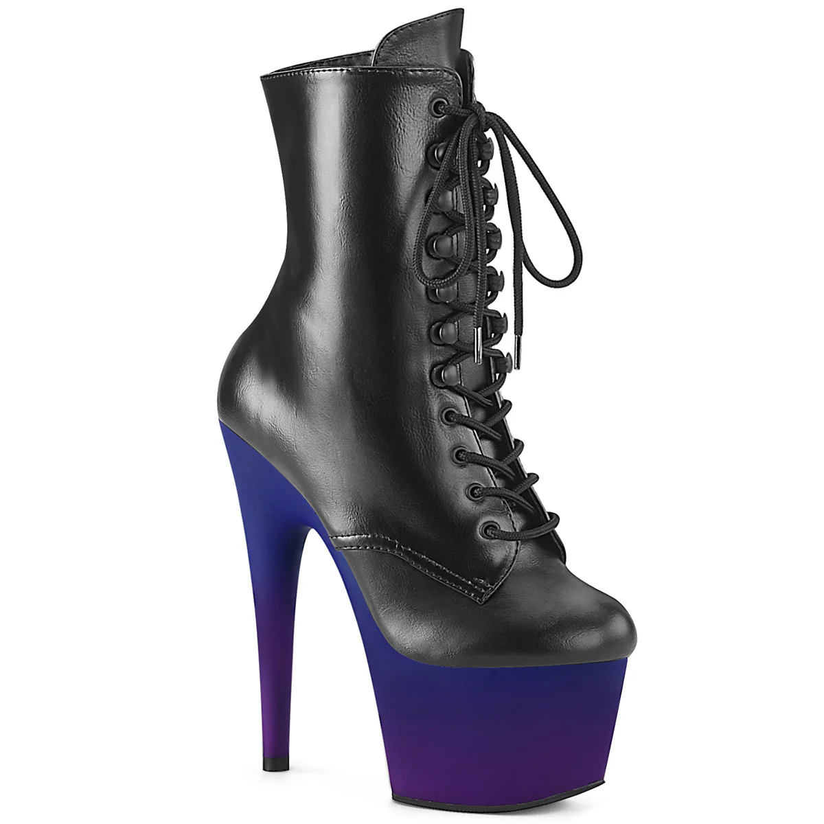 Black 7 Inch Platform Kinky Ankle Boots -  Pleaser ADORE-1020BP