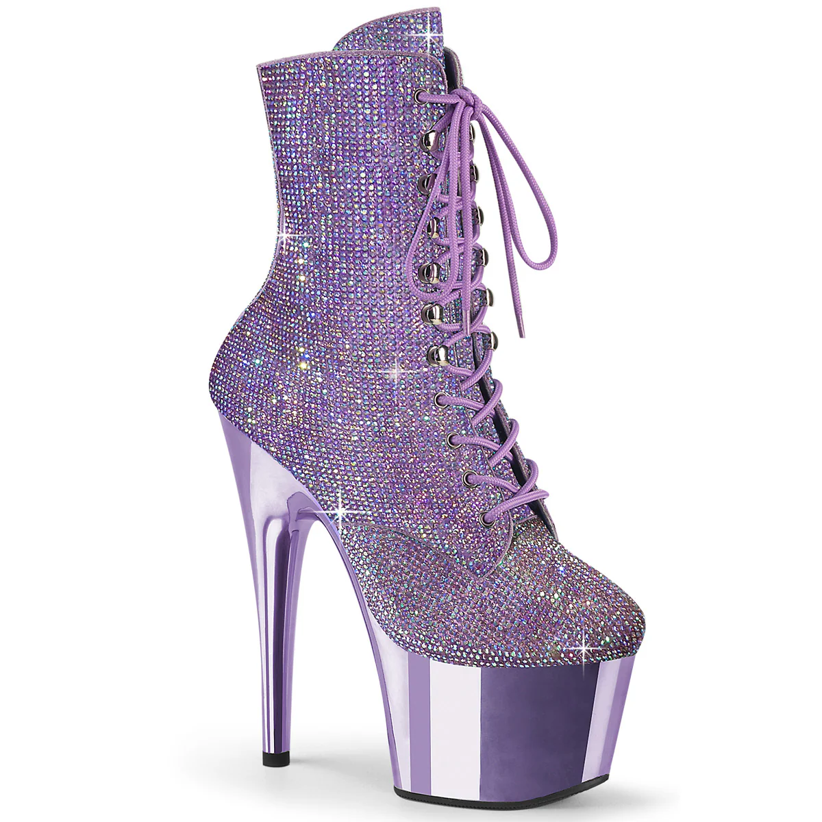 Lavender 7 Inch Exotic Dance Ankle Boots - Pleaser ADORE-1020CHRS