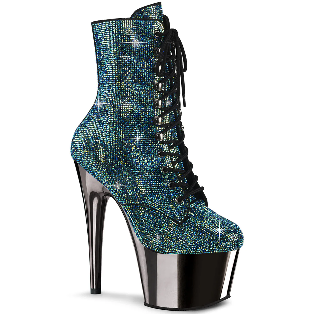 Turquoise 7 Inch Pole Dance Ankle Boots - Pleaser ADORE-1020CHRS