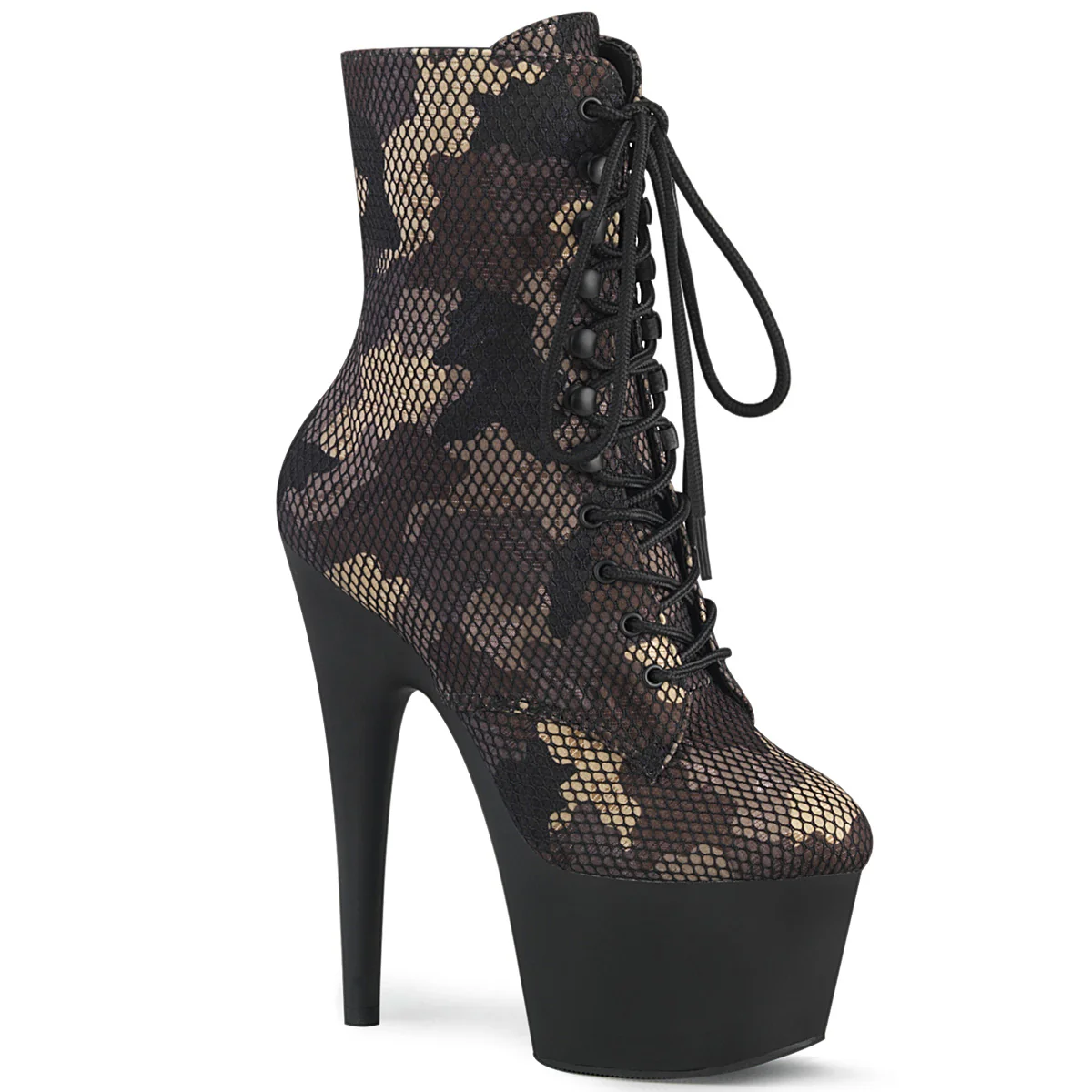 Green Camo 7 Inch Lap Dance Ankle Boots -  Pleaser ADORE-1020CM