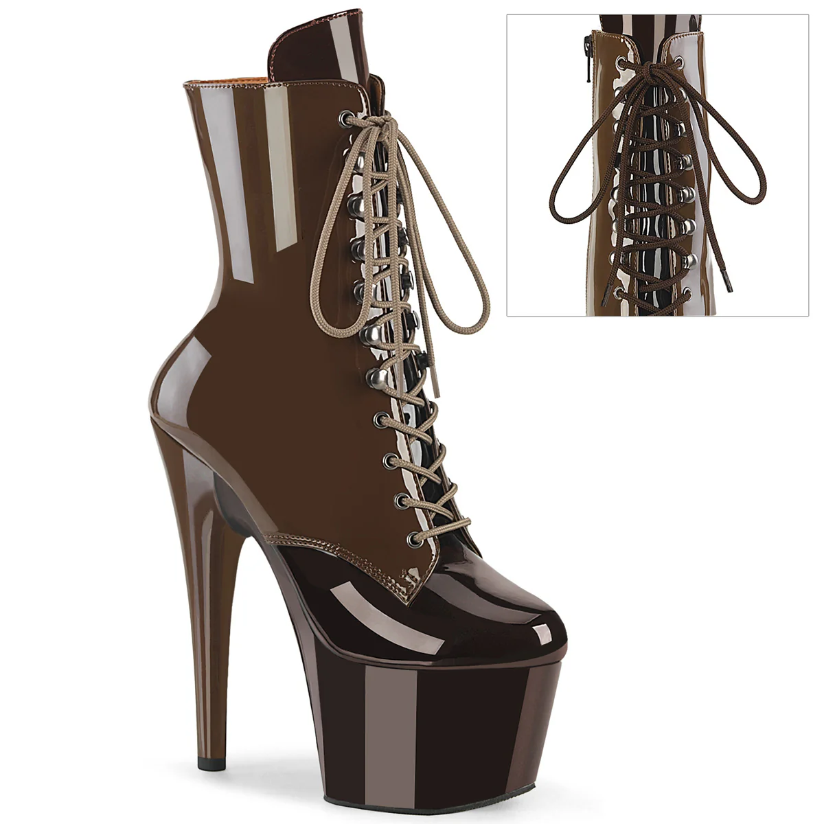 Mocha 7 Inch Pole Dancer Ankle Boots - Pleaser ADORE-1020DC