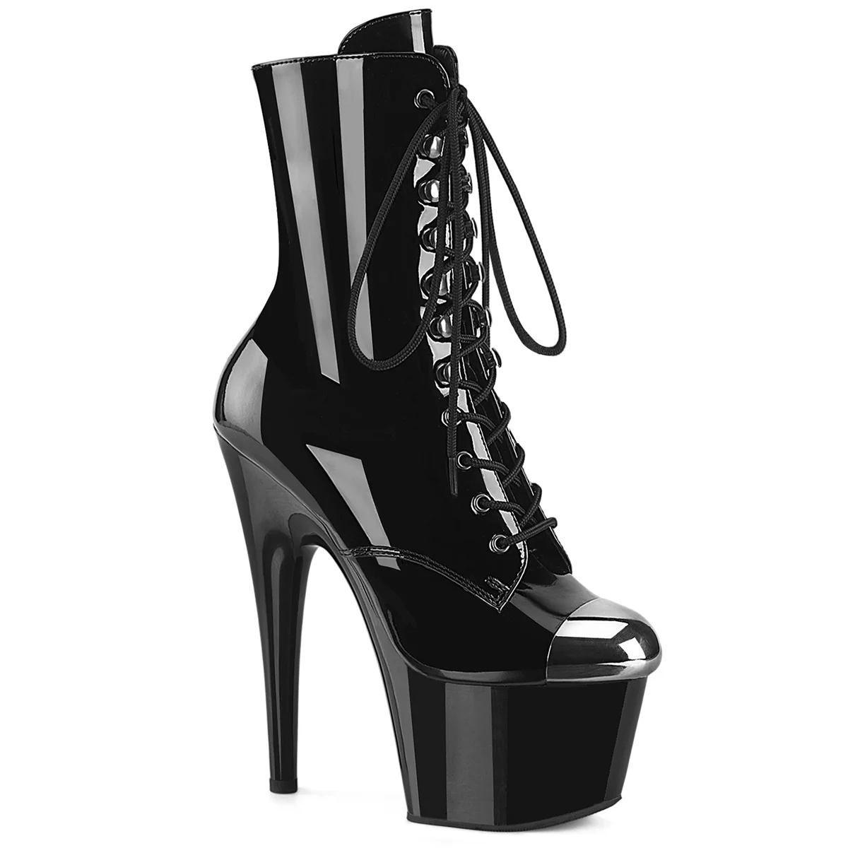 Black 7 Inch Pole Heels Ankle Boots - Pleaser ADORE-1020ESC