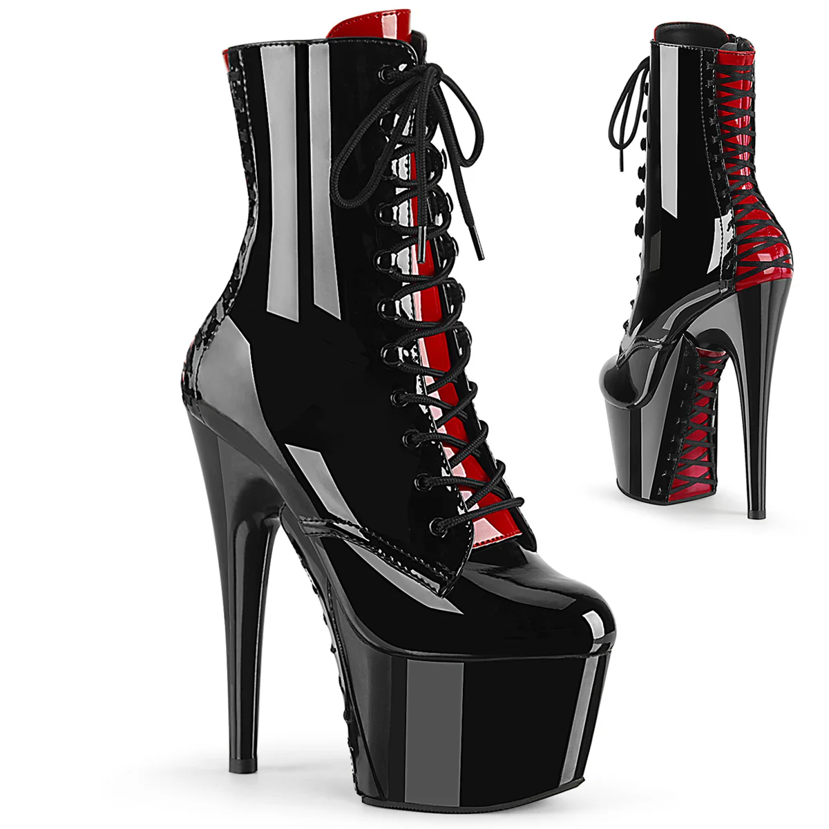 Black Red 7 Inch Pole Dancing Ankle Boots -  Pleaser ADORE-1020FH - Image 6