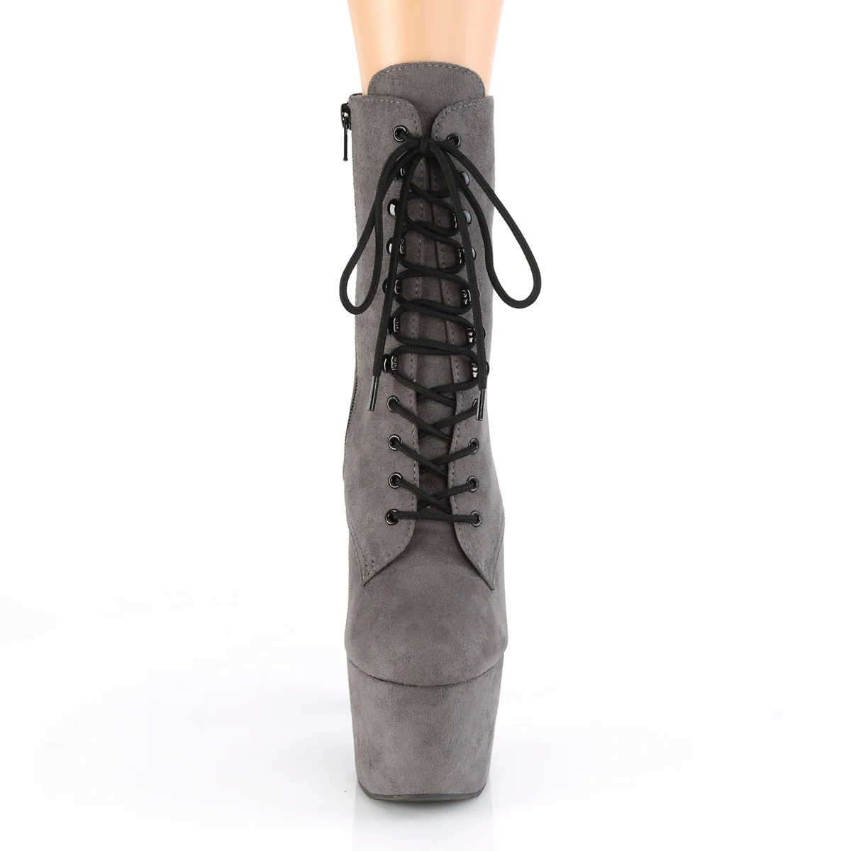 Grey Faux Suede 7 Inch Pole Dance Ankle Boots - Pleaser ADORE-1020FS - Image 2