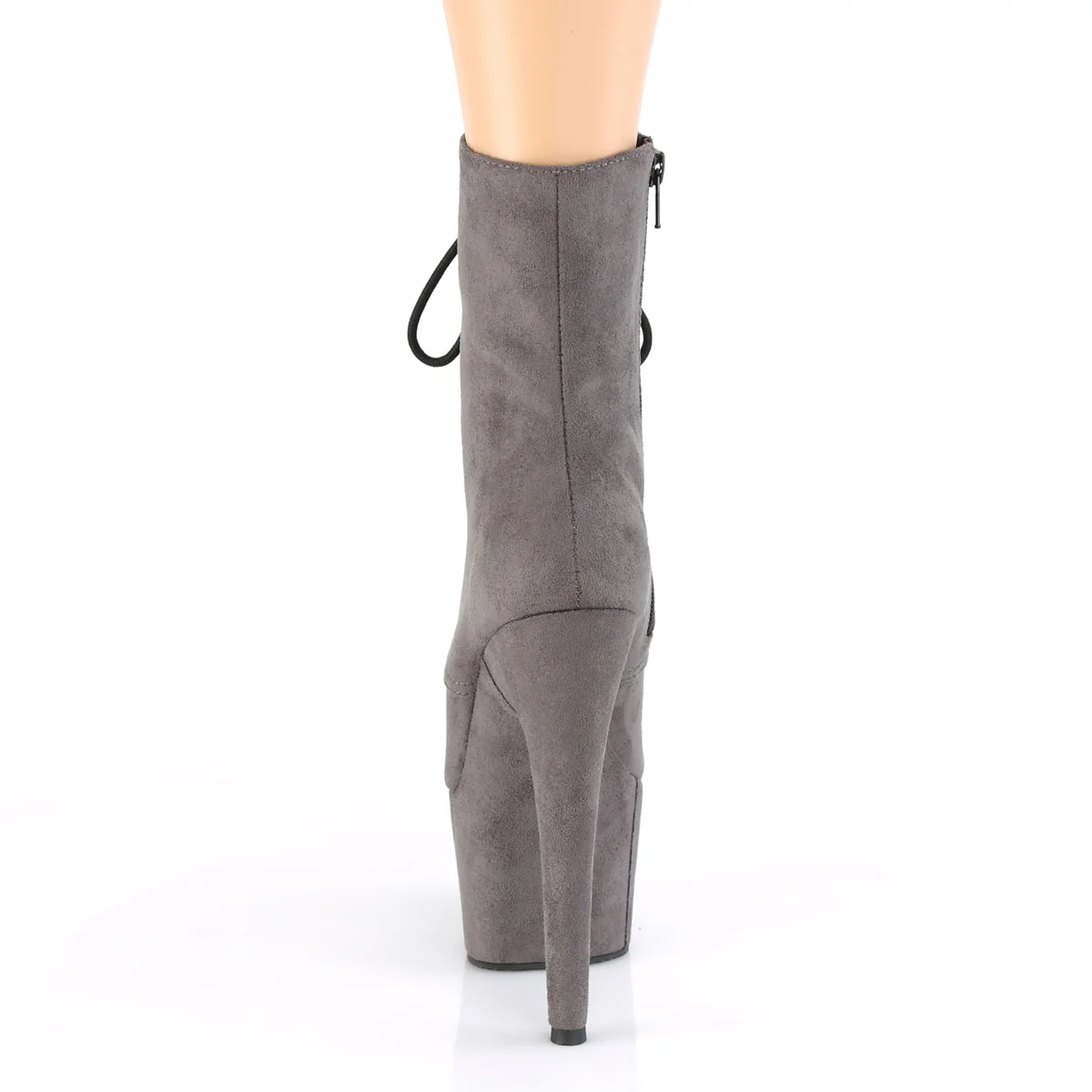 Grey Faux Suede 7 Inch Pole Dance Ankle Boots - Pleaser ADORE-1020FS - Image 4