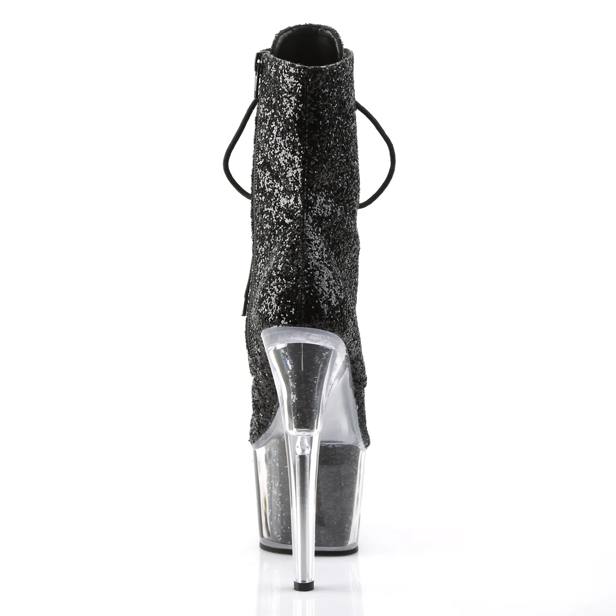 Black Glitter 7 Inch Fetish Platform Ankle Boots -  Pleaser ADORE-1020G - Image 4