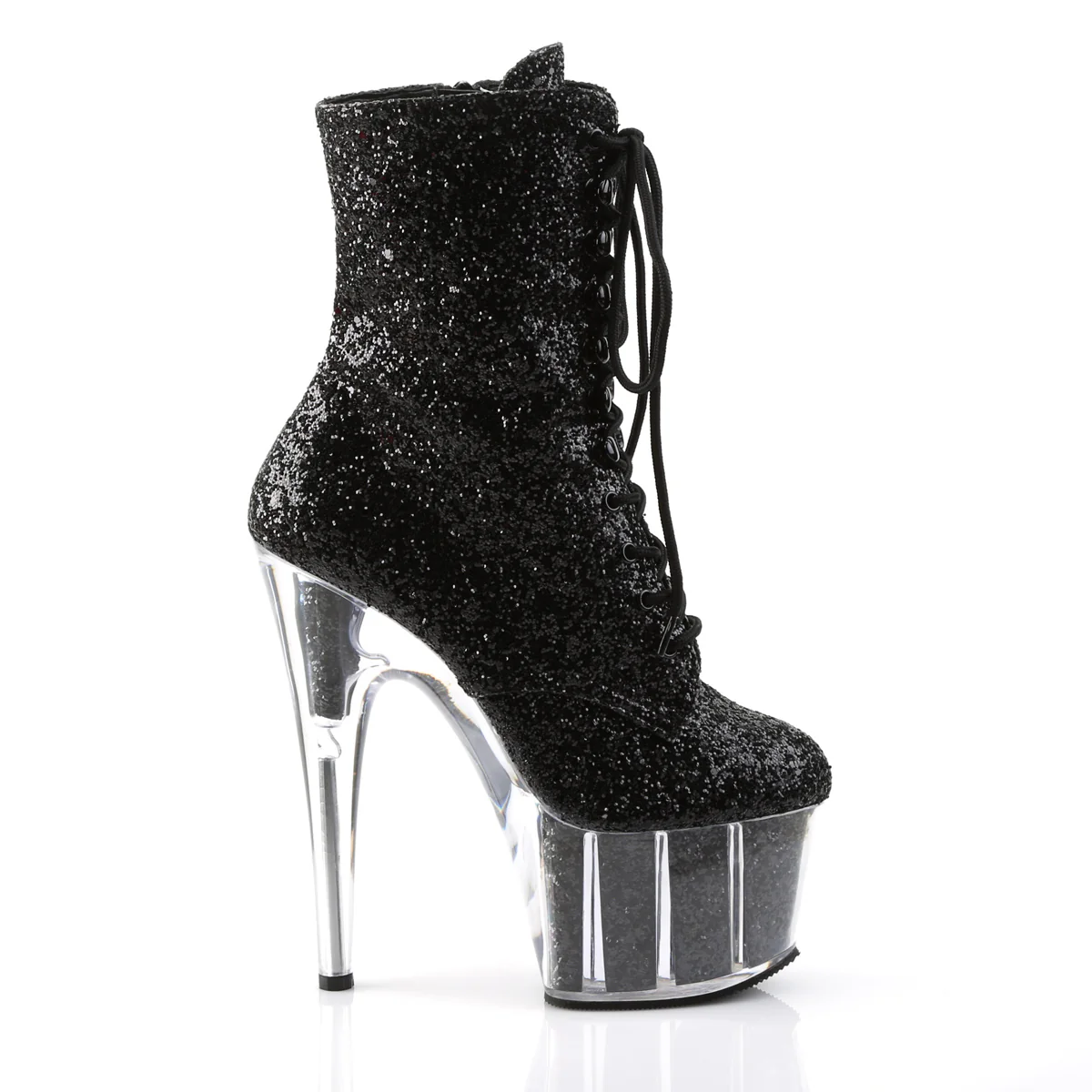 Black Glitter 7 Inch Fetish Platform Ankle Boots -  Pleaser ADORE-1020G - Image 5