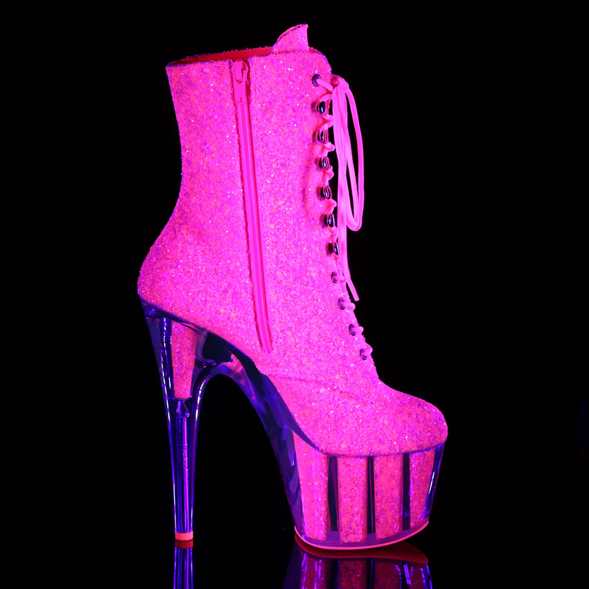 Neon Pink 7 Inch Platform Kinky Ankle Boots - Pleaser ADORE-1020G - Image 5