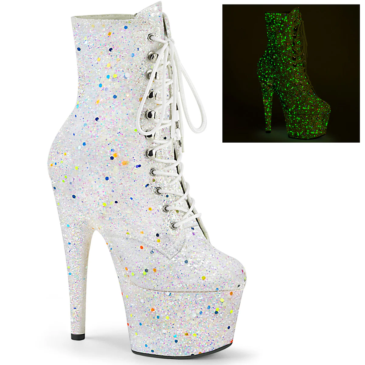 White 7 Inch Pole Dance Ankle Boots -  Pleaser ADORE-1020GDLG - Image 2