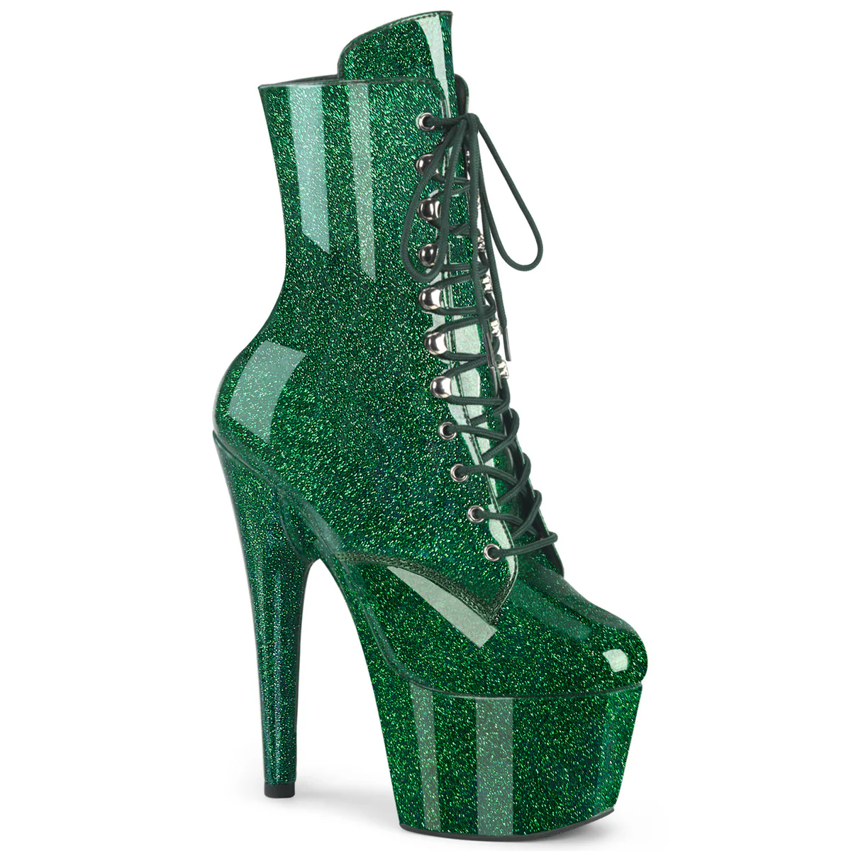 Emerald Green 7 Inch Glitter Platform Ankle Boots - Pleaser ADORE-1020GP