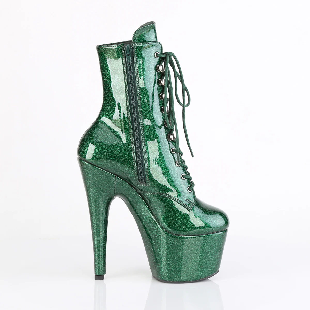 Emerald Green 7 Inch Glitter Platform Ankle Boots - Pleaser ADORE-1020GP - Image 5