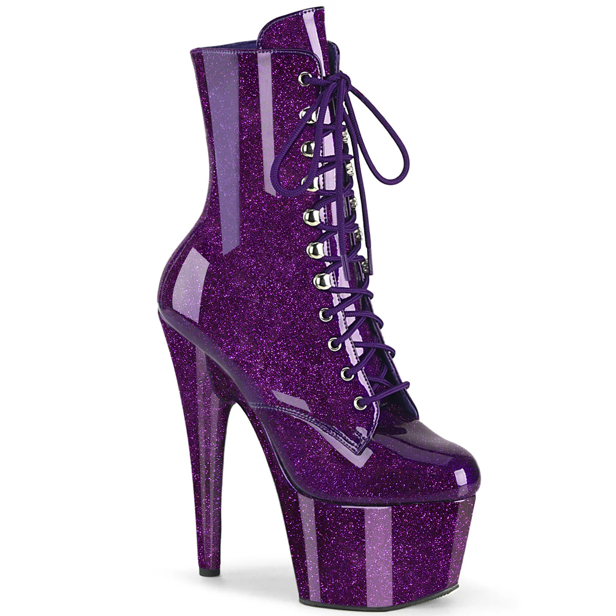 Purple Glitter 7 Inch Lap Dance Ankle Boots - Pleaser ADORE-1020GP