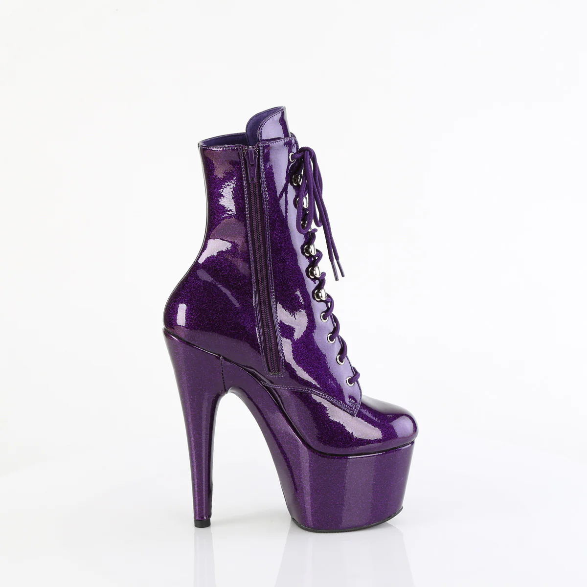 Purple Glitter 7 Inch Lap Dance Ankle Boots - Pleaser ADORE-1020GP - Image 5